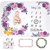 FriLife Baby Monthly Milestone Blanket - Photo Backdrop - Soft Flannel Fleece