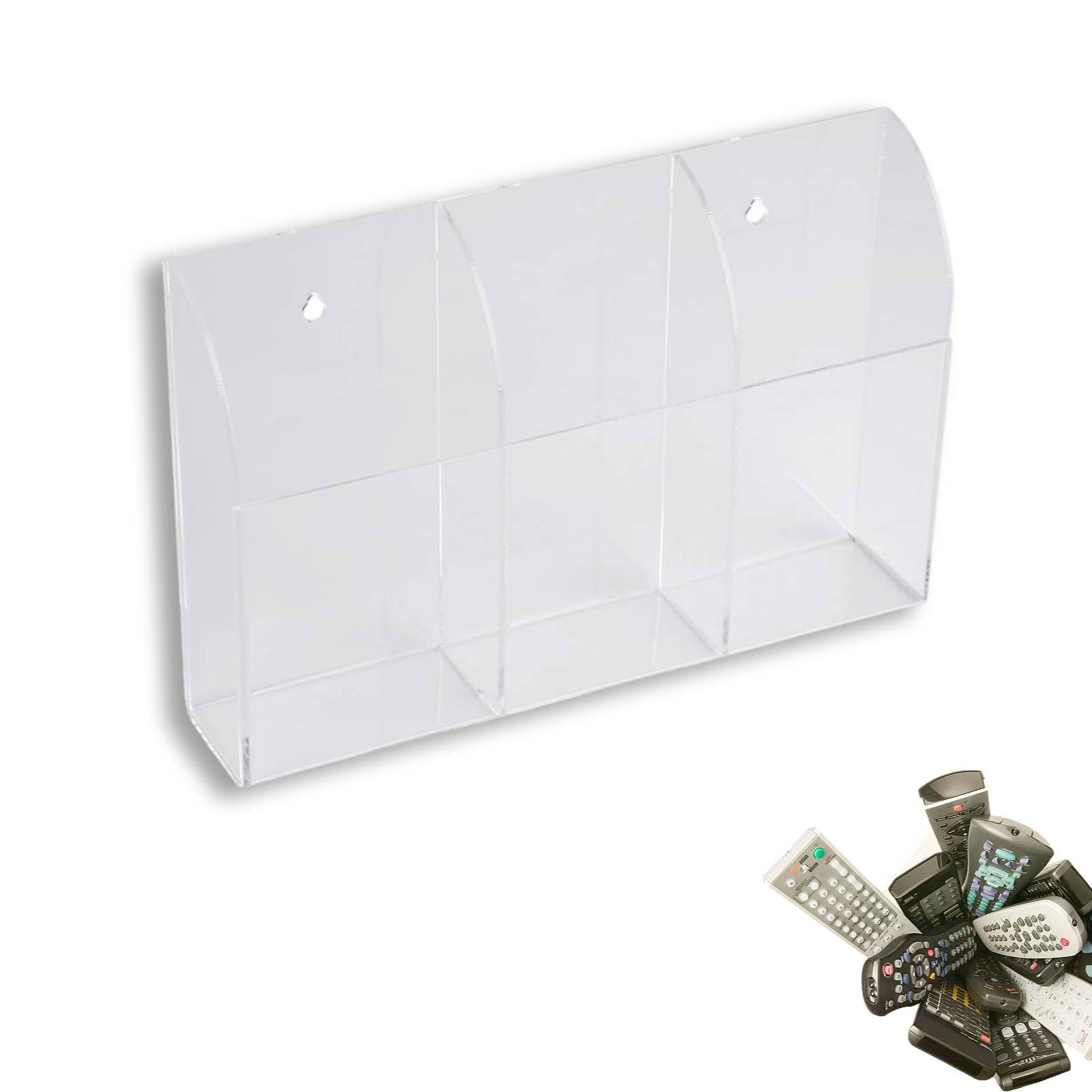 HERCHR 3 Slot Remote Control Holder Wall Mounted Remote Control Holder Transparent Acrylic Wall Pen Holder Stroage for Home Office School