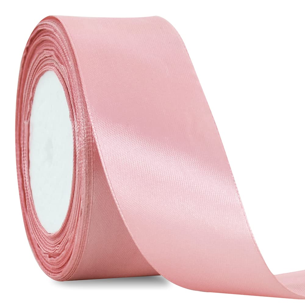 TONIFUL 4cm X 22M Wide Rose Gold Satin Ribbon Solid Fabric Ribbons for Wedding Car Decoration Chair Sash Crafts Gift Wrapping Cutting Ceremony Table Bows Floral Sewing Party Decoration — image 1