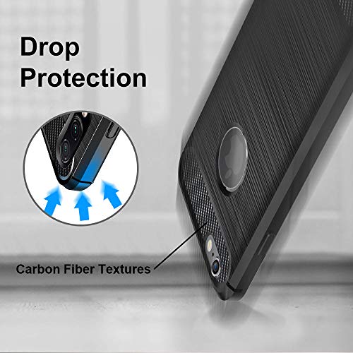 ivoler Coque pour iPhone 6s Plus / 6 Plus + 3X Protecteur D\'écran en Verre Trempé, Fibre de Carbone Silicone Souple TPU Housse Etui Coque de Protection avec Absorption de Choc et Anti-Rayure