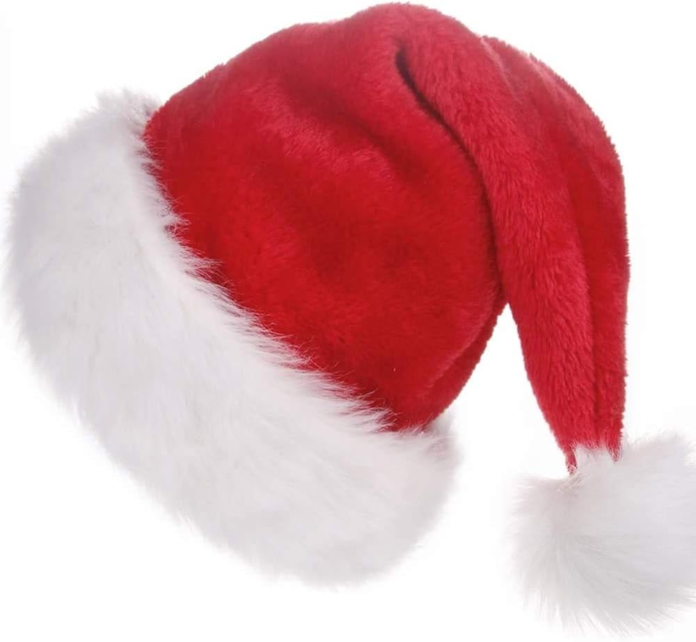 DELUXE PLUSH SANTA CLAUSE HAT FOR ADULTS BIG THICK LUXURY CHRISTMAS