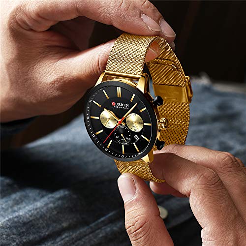 Reloj de pulsera para hombre con cronógrafo, resistente al agua, reloj de pulsera de cuarzo para negocios - Imagen 3