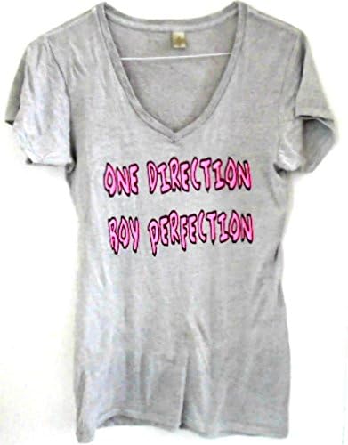 One Direction T-shirt Burnout Silver Gray w Pink Black Teen Women M, L (Medium)