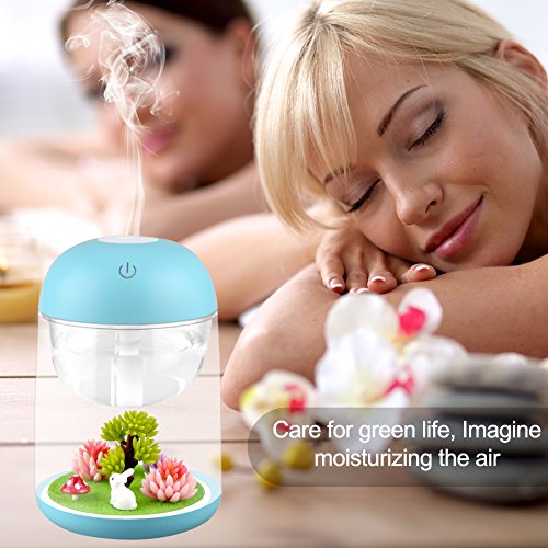 Loneyshow Micro Landscape humidifier Diffuser 180ml Cool Mist Humidifier with Adjustable Mist Mode, Waterless Auto Shut-off (Blue)