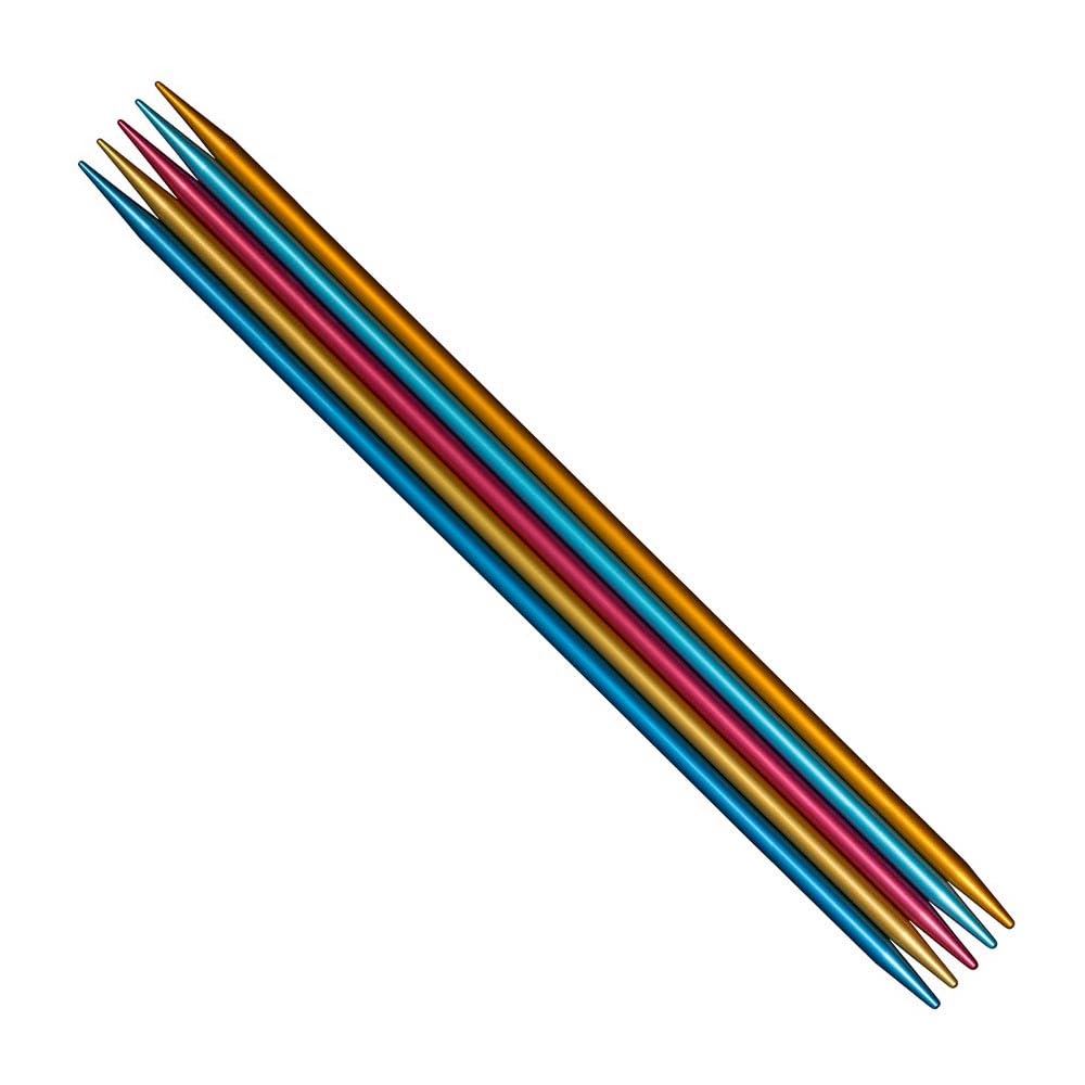 Addi - Addi Colibri Anodised Aluminium Multi-Coloured (20cmx2.50mm) Lightweight Double-Pointed Knitting Needles - 5 Needles