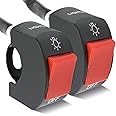 2 Pieces Motorcycle Light Switch Handlebar Toggle Switch with On Off Push Button for U5 U7 U2 Motorcycles Scooter Electrombile Motorbike-7/8inch 22mm Red