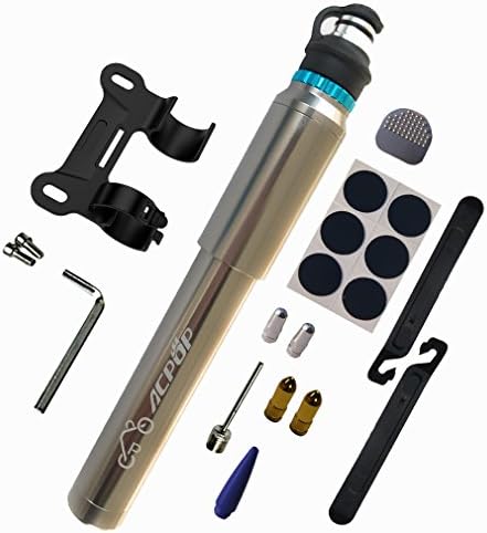 Mini Bike Pump Fits Presta &amp; Schrader (Just Pull Out Hose) with Repair kit! 150 PSI and 10.5 BAR Portable Bicycle Frame Pump for road &amp; mountain &amp; BMX Bike Tire (Gun Gray)