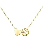 Softball Basketball Volleyball Pickleball Football Rugby Soccer Choker Necklace Dainty Tiny Heart Necklace Sport Ball Gold Necklaces for Sports Lover