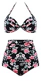Angerella Women's Retro Vintage High Waist Bikini Two Piece Swimsuits