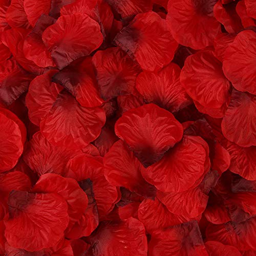 Rmeet Silk Artificial Rose Petals,1000 Pack Flower Petals Romantic Decoration for Wedding Valentine's Day Confetti Table Scatter 5 * 5CM Dark Red