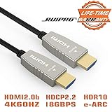 Fiber HDMI Cable RUIPRO 4K60HZ 33 feet Light Speed HDMI2.0b Cable, Supports 18.2 Gbps, ARC, HDR10, Dolby Vision, HDCP2.2, 4:4:4, Ultra Slim and Flexible HDMI Optic Cable with Optic Technology 10m