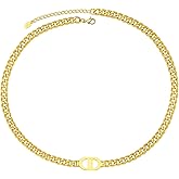 18K Gold-Plated Double D Necklace – Trendy DD Necklace Cuban Chain Choker for Women, Hip-Hop Letter Initial, Stylish Gift for Birthday, Christmas, Valentine’s Day, Perfect for Street Style Outfits