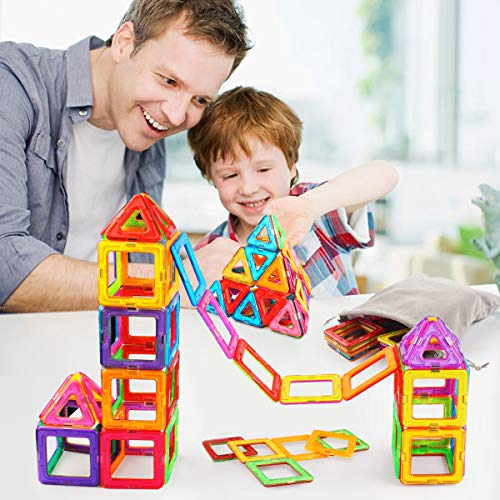 Tomons Magnetic Blocks for Kids, 76 Pcs Magnet Building Tiles Block Construction Toys, Creativity Kids Educational Toys Brain Games for Kids with Guide Booklet for Edutainment Gift ( Carrying Bag)