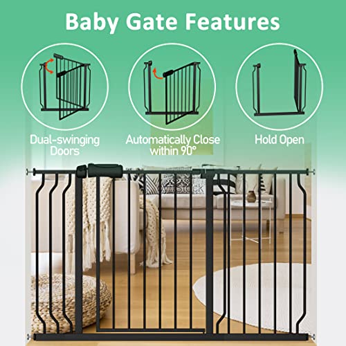 ALLAIBB Extra Wide Pressure Mounted Baby Gate Walk Through Child Kids Safety Toddler Tension