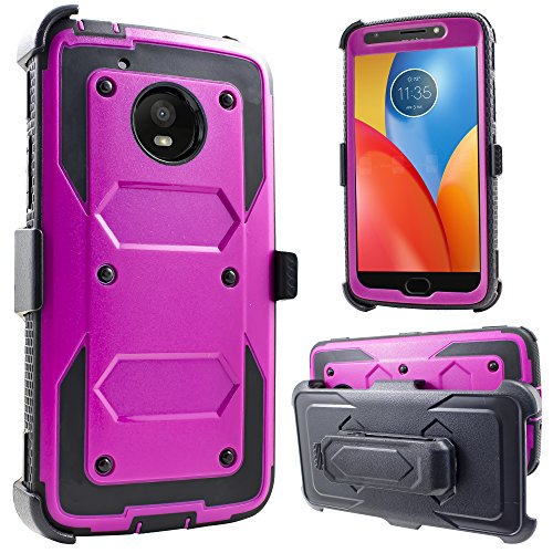 Value Pack Cables + for 5" Motorola MOTO E4 motoe4 case Phone Case 360° Cover Screen Protector Clip Holster Kick Stand Armor Shock Bumper (Peach Black) - Thumbnail 3