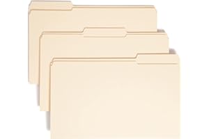 Smead 1/3-Cut Assorted Position File Folder, Reinforced Tab, Legal Size, 11 Point, Manila, 100 Per Box (15334)