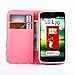 LG Optimus L70 Case, Cute Bow Tie Card Slot Holder Phone Case With Stand --Retail Package W Screen Protector--Pink Leopard
