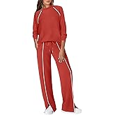 WIHOLL Lounge Sets for Women 2 Piece Fall Outfits 2025 Wide Leg Pant Matching Sets Womens Clothing