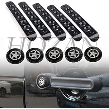 5pcs/set Aluminum Door Handle Inserts with Star Push Button Knobs Cover Trim for 2007-2017 Jeep Wrangler JK Unlimited 4 Door