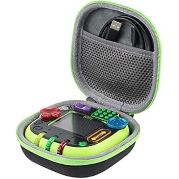 co2crea Hard Travel Case for Leapfrog Rockit Twist Handheld Learning Game (Black Case + Green Zipper)