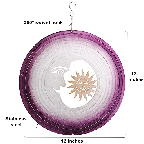 Wind Spinners Outdoor Metal Clearance,3D Sun Moon Wind Spinner