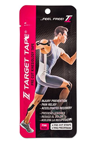 TT TARGET TAPE Premium Athletic Kinesiology Ready Pack 4 Pre-Cut Strips - Pink