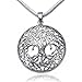 925 Sterling Silver Tree of Life Celtic Knot Pendant on Alloy Necklace Chain, 18 inches