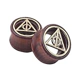 Deathly Hallows Organic Wood Flesh Tunnels Double Flared Ear Stretcher Saddle Plugs Gauge 8mm - 20mm