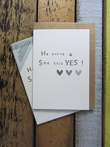 He Asked &amp; She Said Yes Engagement Card - Congratulations, Engaged, Wedding