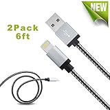 ilikable 2 Pack 6 ft iPhone Charger Cable Charging and Syncing Cord for iPhone 7 6 6s 5 5c 5s Plus SE iPad Air Mini Pro iPod Nano Touch, Black