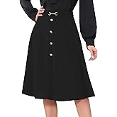 Allegra K A-Line Midi Pleated Skirt for Women's Vintage Work High Waist Flare Business Skirts