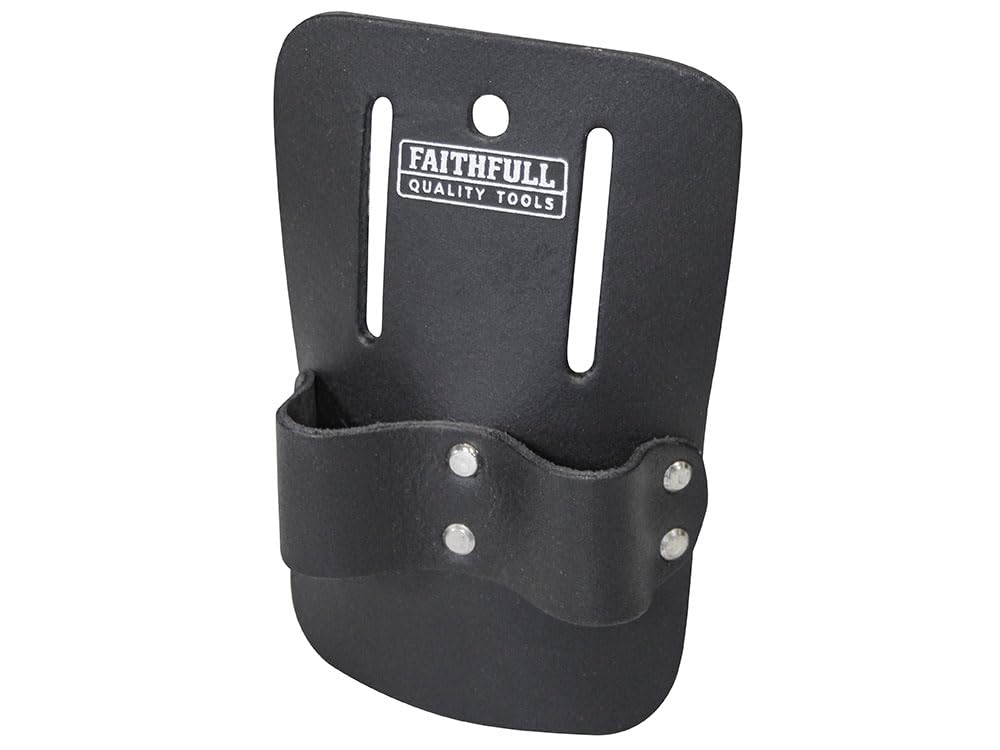Faithfull Black Leather Double Loop Scaffold Spanner Holder for Tool Belt