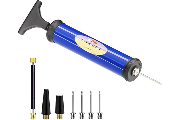 TONUNI Portable Air Pump,Ball Pump Inflator Kit with Needle,Nozzle, Extension Hose for Soccer Basketball Football Volleyball