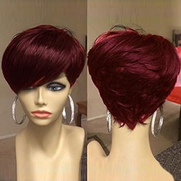 Elephantboat Short Side Bang Shaggy Layered Straight Synthetic Wig