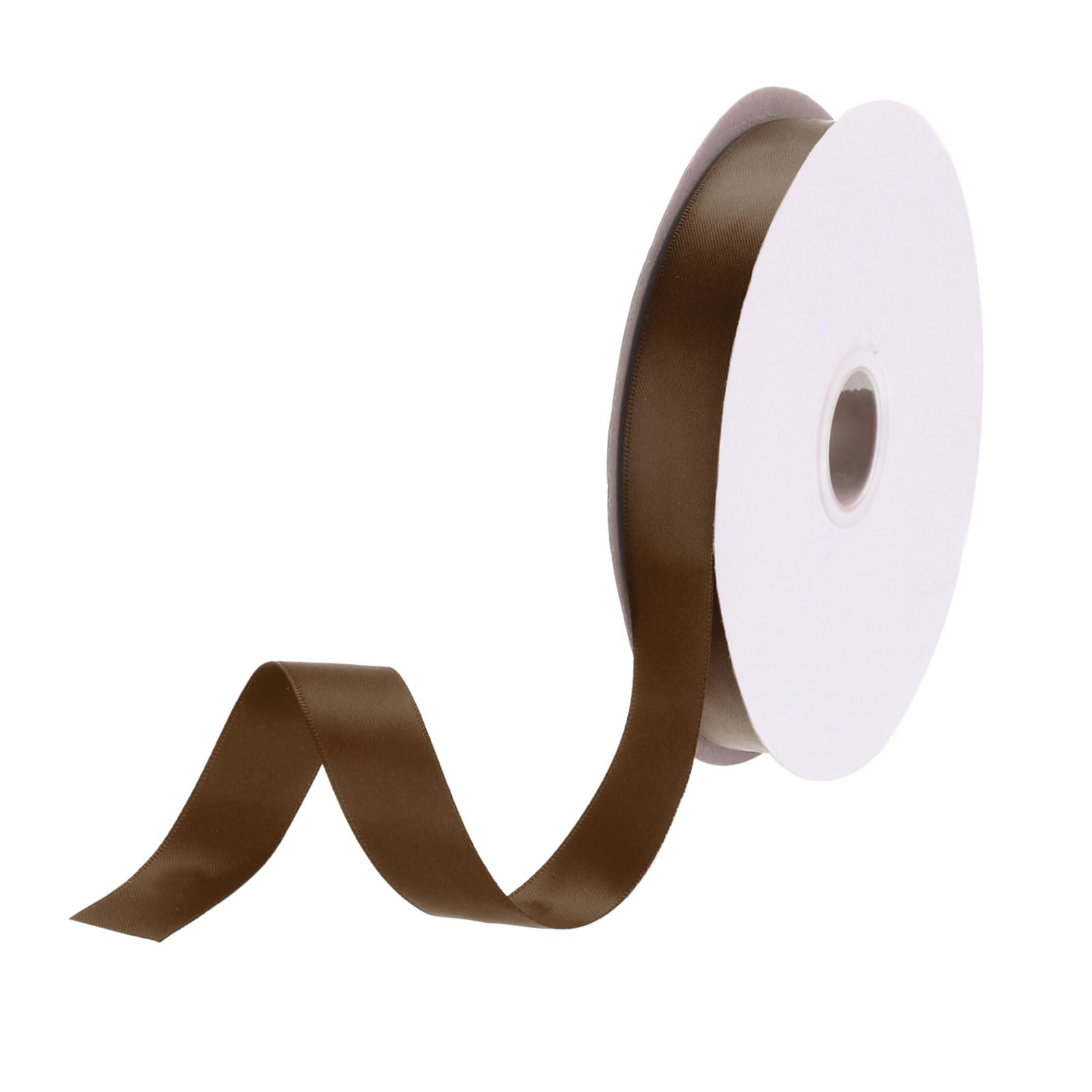 DMiotech 20mm Satin Ribbon 46m/150ft Thin Double Face Fabric Grosgrain Ribbon for Gift Wrapping Floral Hair Flower Bouquet, Light Brown