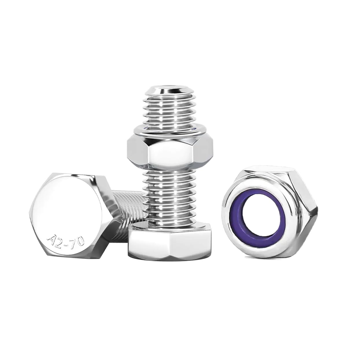 Drenky Nuts and Bolts Assortment, M8 Hexagon Bolts and Lock Nuts Set, 304 Stainless Steel, M8 x 16mm, 10 Pcs — image 1