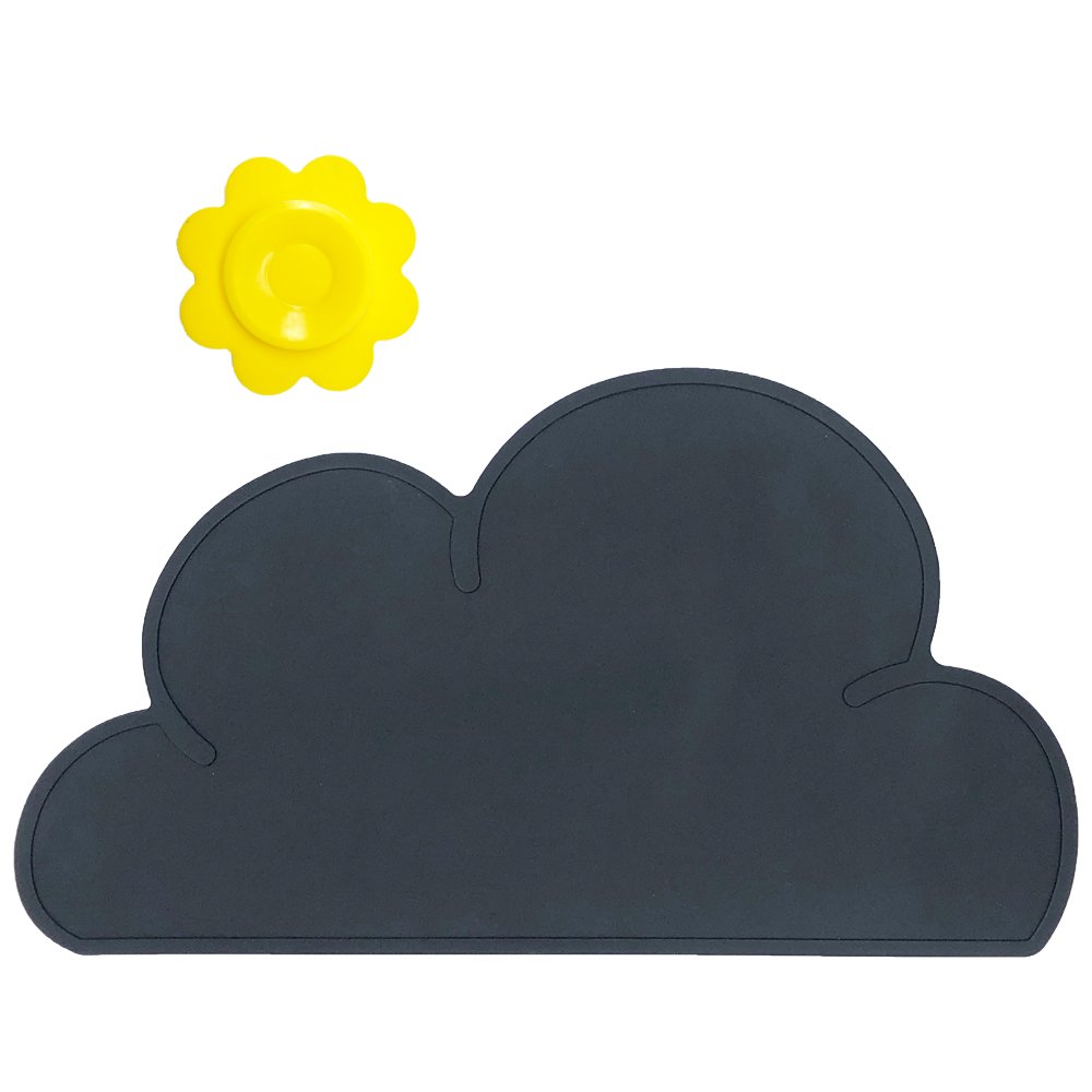 BITEYI Silicone Cloud Placemat Bowl pad Slip & Heat Resistant Waterproof Table Mat Dish Meal Mat (black)