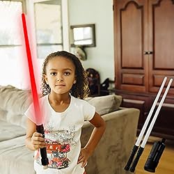 HOTBEST 2 Pack Light Saber, 2-in-1 Retractable 7