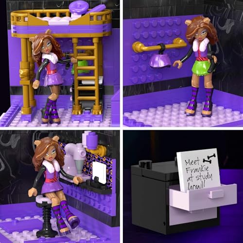 MEGA Monster High Clawdeen Terrolair Building Blocks Set That Opens Like A Book with Action Figure, Nook Book, 299 Pieces, Toy Gift for Boys and Girls +13 Years, HXM32