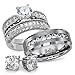Wedding Rings Set for Him and Her Stainless Steel CZ Promise Rings for Couples Matching His and Hers Engagement Rings Bands Mens and Womens Jewelry Set