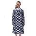 Tonfei Women's Lightweight Raincoat Waterproof Packable Rain Jacket Cute Polka Dot Hood Long Rain Coat (Blue)