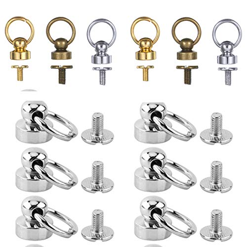 Button Studs Rivets O-Ring Head Button Stud Screwback with Screw for DIY Art Leather Craft Belt Purse Handbag (25Pcs/Gold)