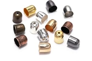 WsjiaboFux 50Pcs Multicolor Tassel Leather Cords Buckle End Tip Cap Suede Fiber Crimps End Beads Caps Metal Cord End Cap for Jewelry Making End Caps Supplies DIY (12 x 12mm)