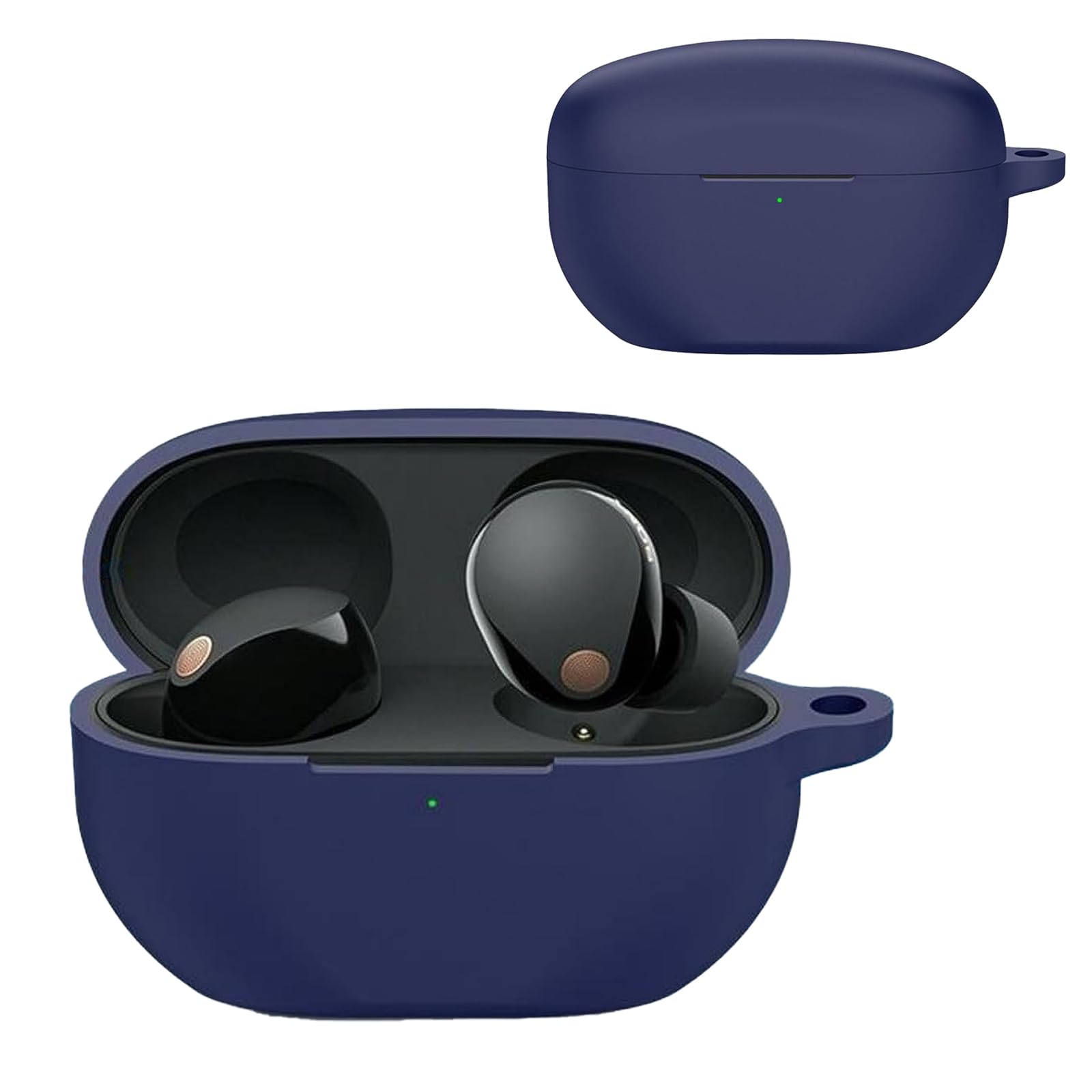 KZIOACSH Case for Sony WF-1000XM5, Flexible Ultra Slim Shock-Absorbing Silicone Headphone Case Skin Portable Lightweight Anti-Lost Washable Earbuds Cover with Carabiner for Sony WF-1000XM5, Blue