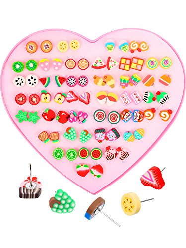Bbto 36 pairs girls women stud earrings mixed food cake fruit ear…