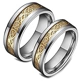 Tungsten Carbide Ring Gold Plated Celtic Dragon Wedding Band Polished Finish Comfort Fit Size 9