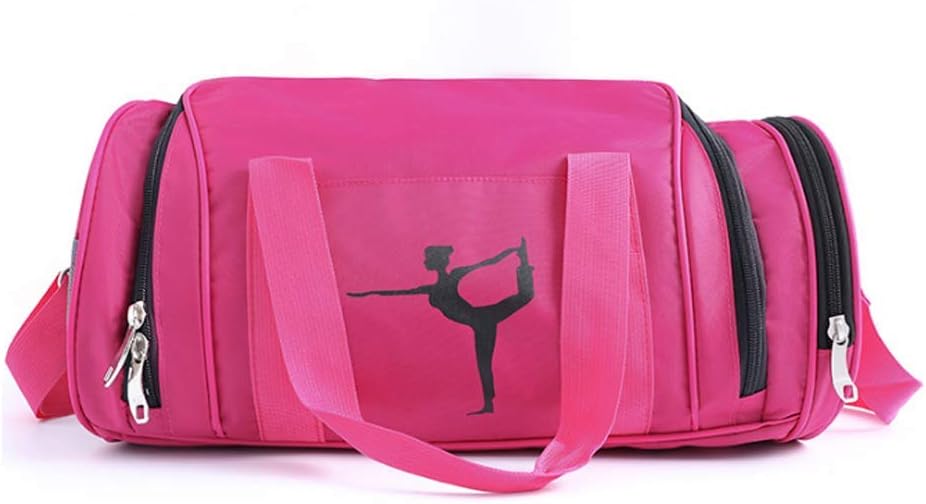 Gymnastic Bags for Girls Dance Gym Bag for Kids W/Shoe Compartment Overnight Duffle Bag (Rose)