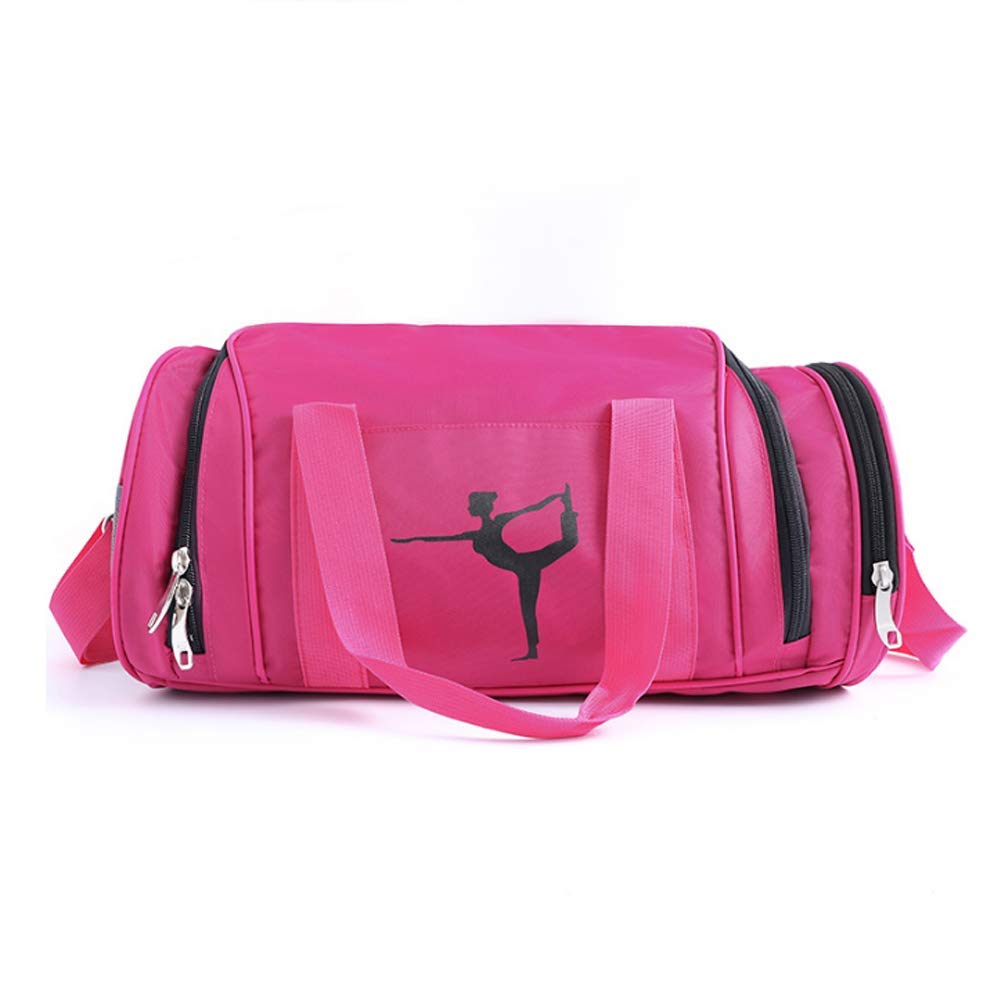 Gymnastic Bags for Girls Dance Gym Bag for Kids W/Shoe Compartment Overnight Duffle Bag (Rose)