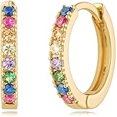 MYEARS Women Gold Earrings Huggie Hoop Cubic Zirconia 14K Gold Plated Small Simple Hypoallergenic Everyday Jewelry
