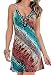 OULIU Womens Sexy V-Neck Print Sleeveless Beach Party Mini Dress